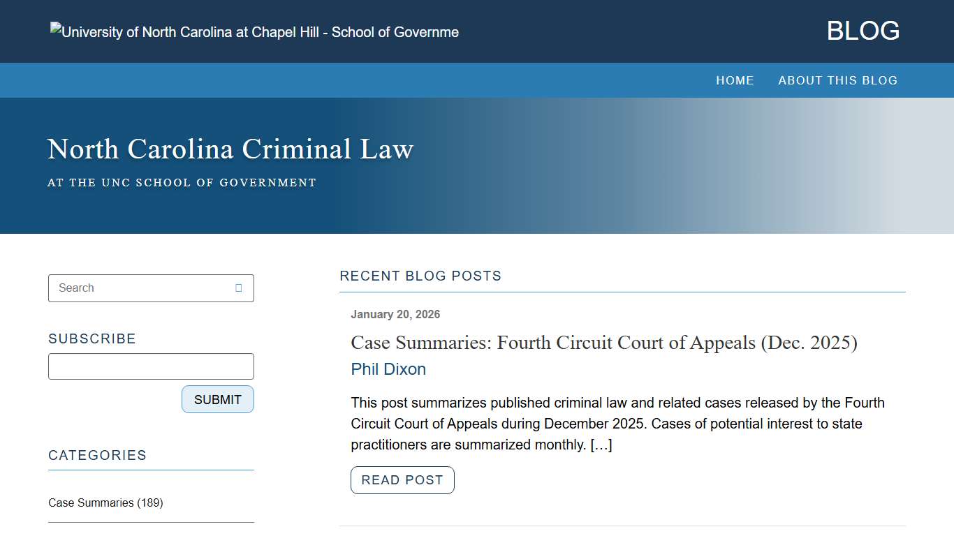 North Carolina Criminal Law – At the UNC School of Government