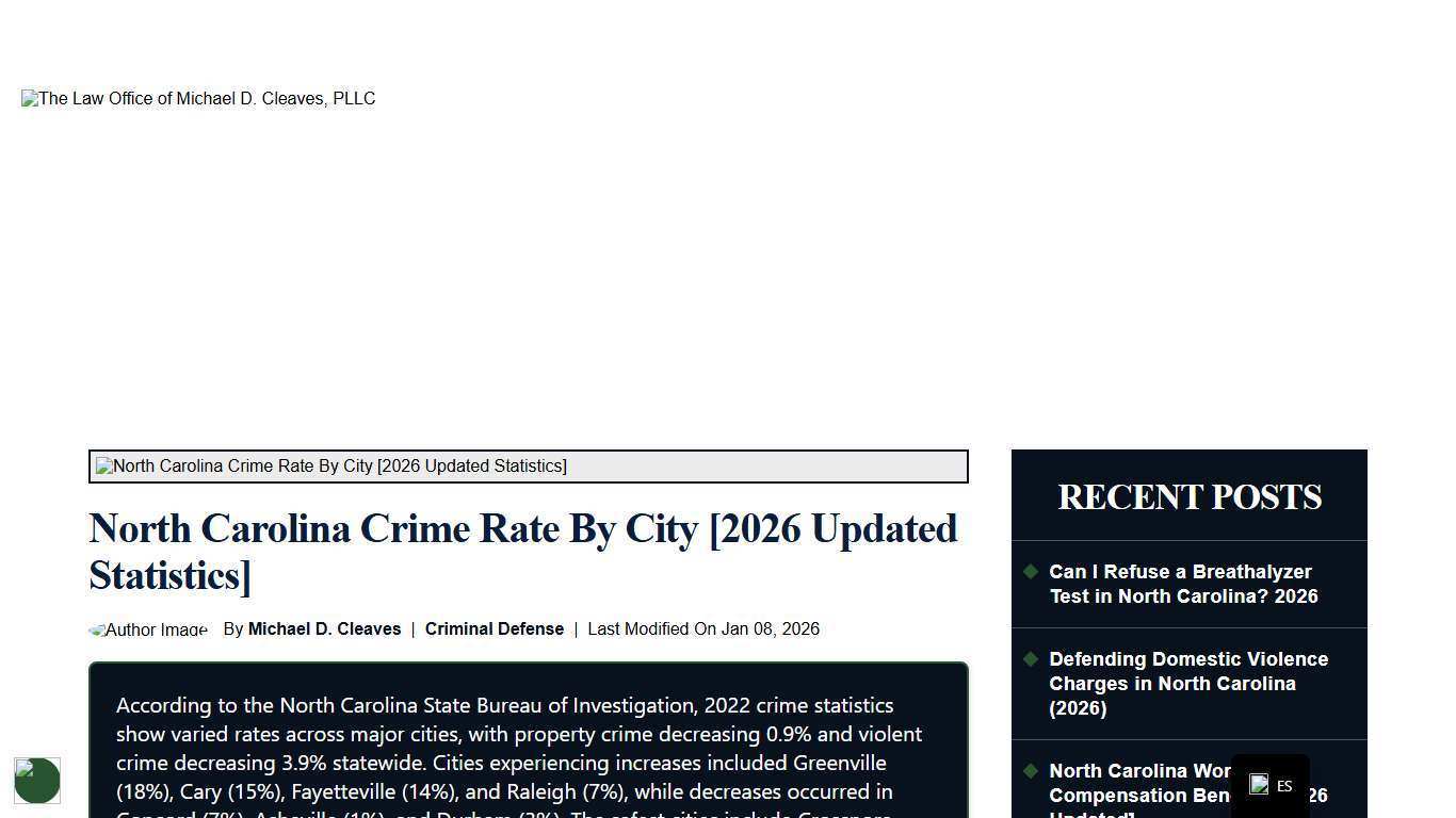 North Carolina Crime Rate By City [2026 Updated Statistics]